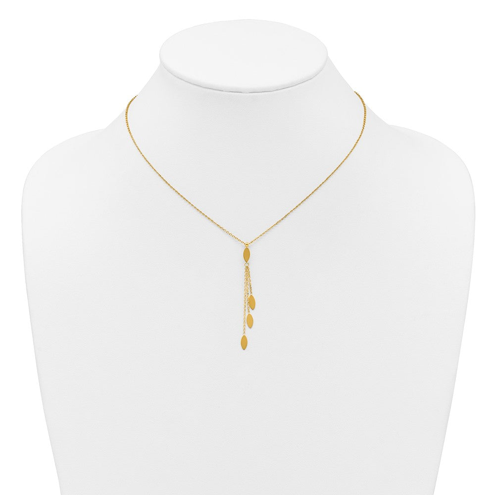 14K Gelbgold Poliert Oval 3-dangles 16 Zoll Halskette Plus 2 Zoll Verlängerung