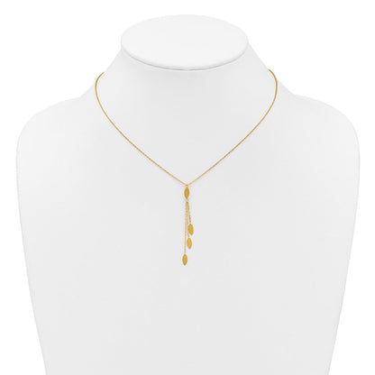 14K Gelbgold Poliert Oval 3-dangles 16 Zoll Halskette Plus 2 Zoll Verlängerung