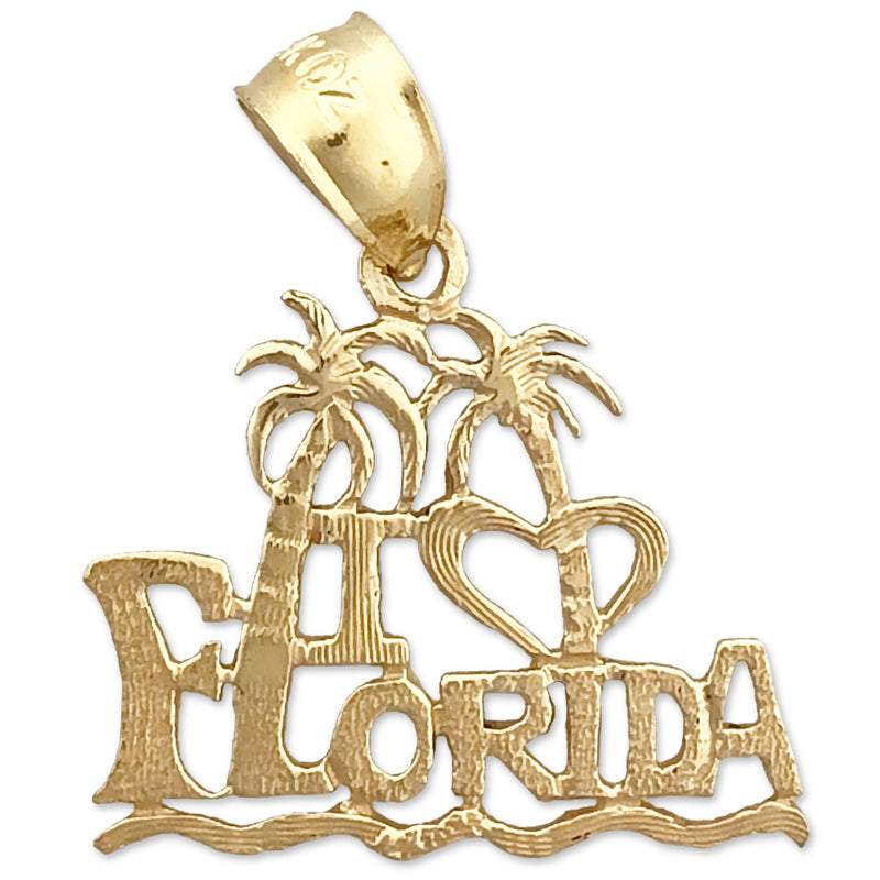 14K Gold "Ich liebe Florida"-Charm mit Palmen