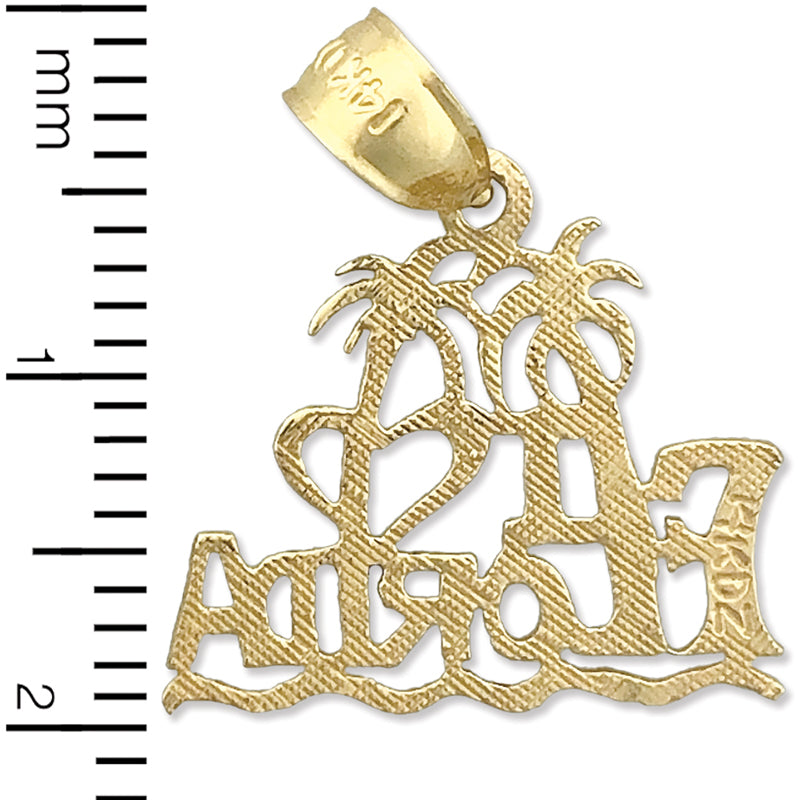 14K Gold "Ich liebe Florida"-Charm mit Palmen
