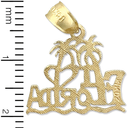 14K Gold "Ich liebe Florida"-Charm mit Palmen