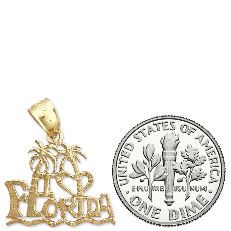 14K Gold "Ich liebe Florida"-Charm mit Palmen