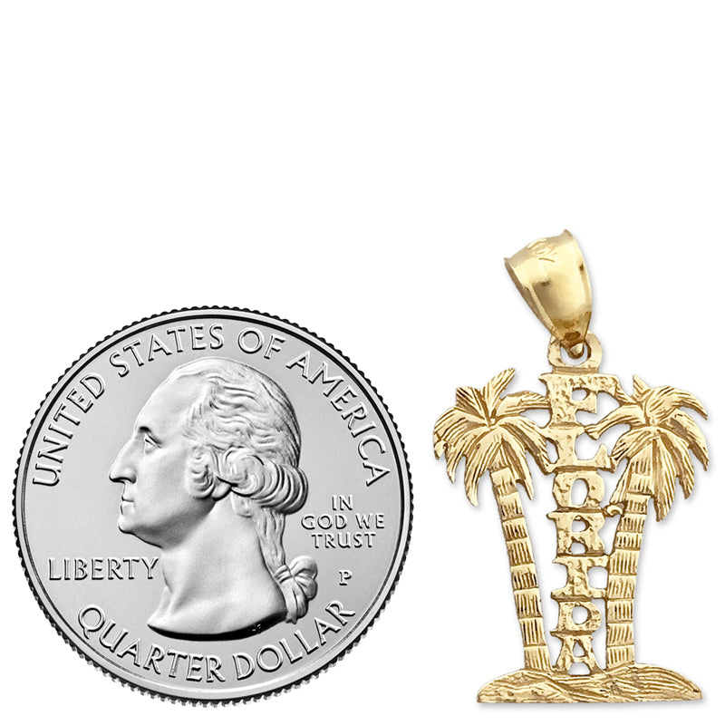14K Gold Florida mit Palmen Charm