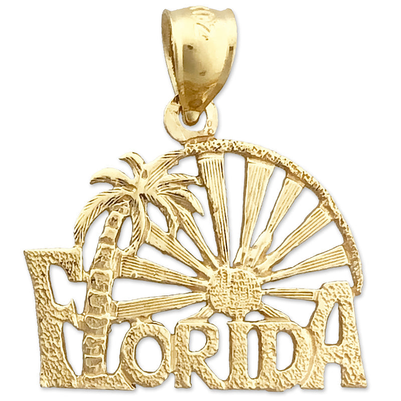 14K Gold Florida Palmen-Sonnenuntergang-Charm