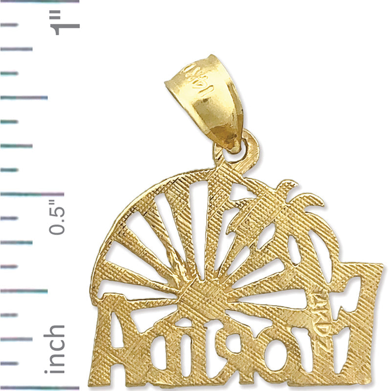 14K Gold Florida Palmen-Sonnenuntergang-Charm