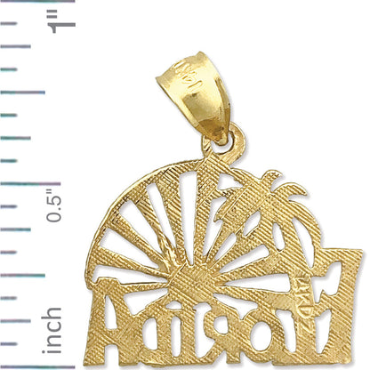 14K Gold Florida Palmen-Sonnenuntergang-Charm