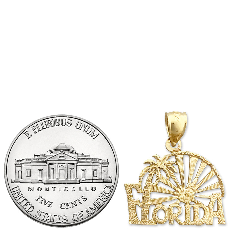14K Gold Florida Palmen-Sonnenuntergang-Charm