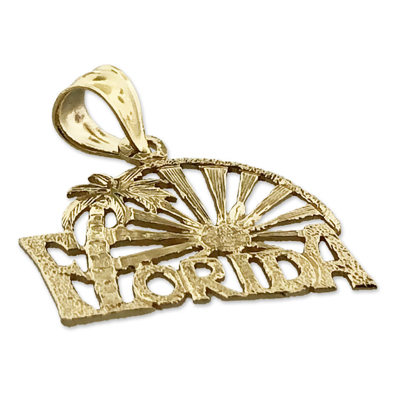 14K Gold Florida Palmen-Sonnenuntergang-Charm