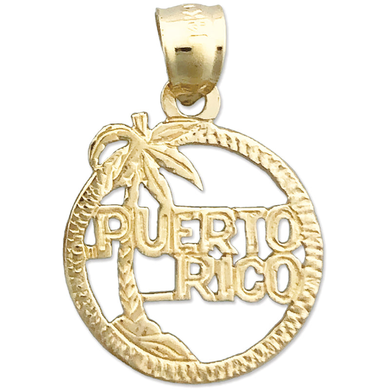 14K Gold Charm „Puerto Rico im Kreis“