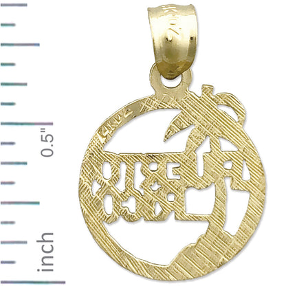 14K Gold Charm „Puerto Rico im Kreis“