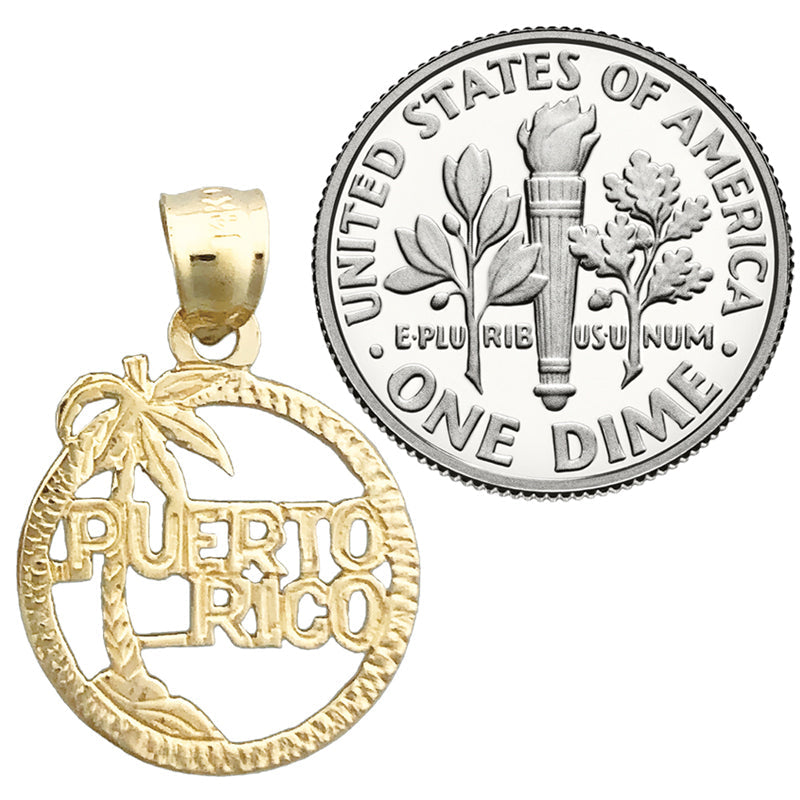 14K Gold Charm „Puerto Rico im Kreis“