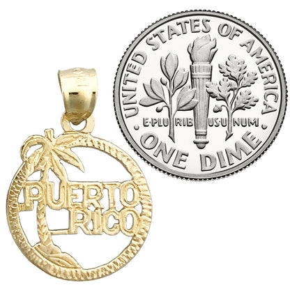 14K Gold Charm „Puerto Rico im Kreis“