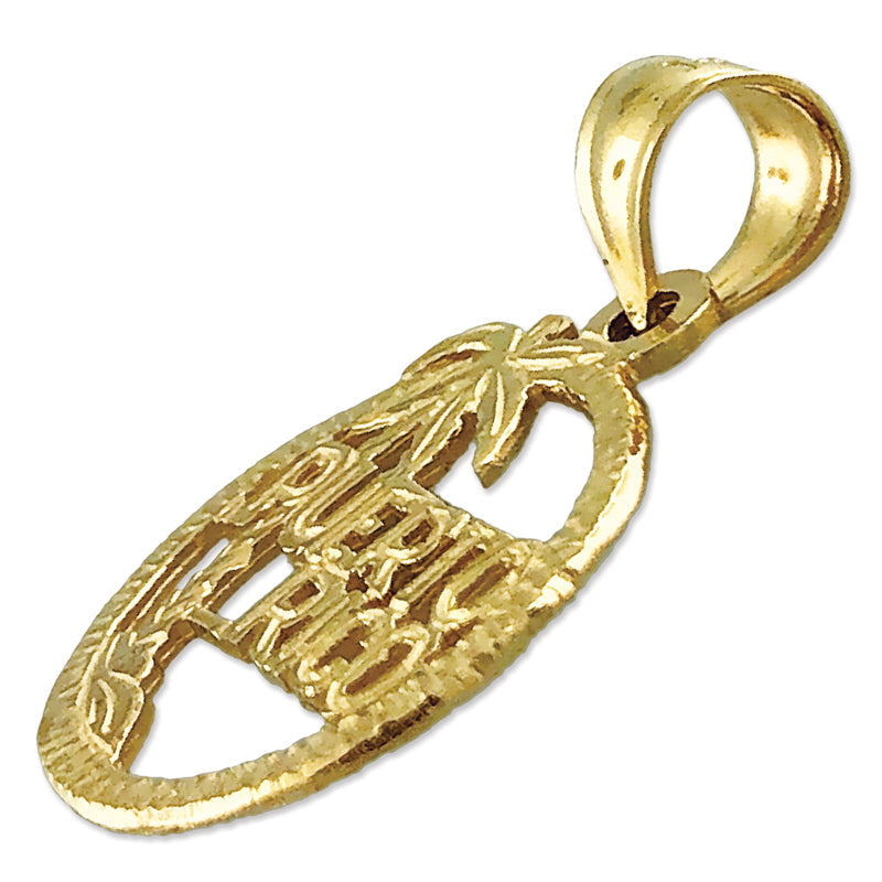 14K Gold Charm „Puerto Rico im Kreis“