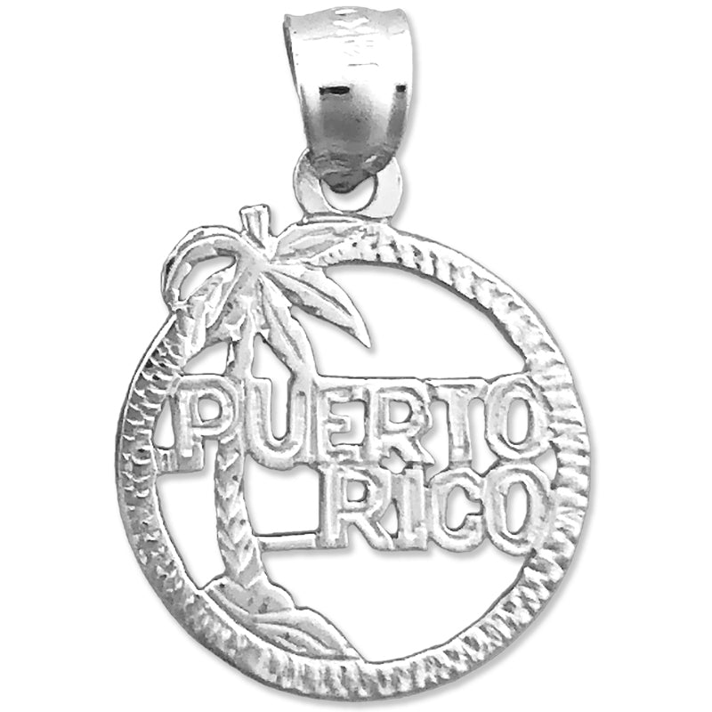 14K Gold Charm „Puerto Rico im Kreis“