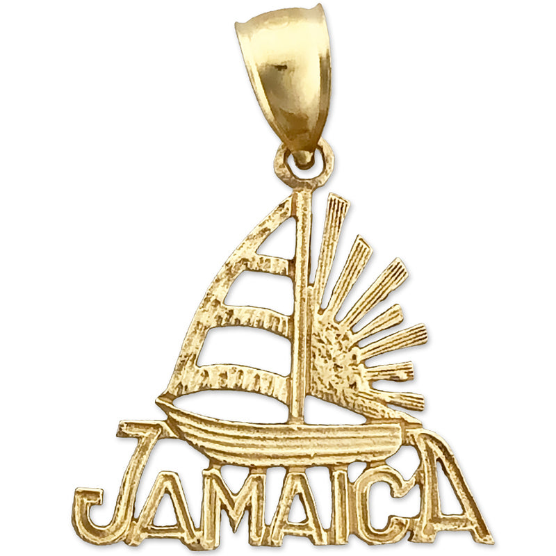 14K Gold Charm Jamaika-Segelboot-Sonnenuntergang