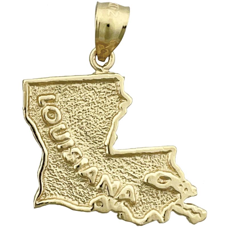 Louisiana-Bundesstaatskarte-Anhänger aus 14K Gold