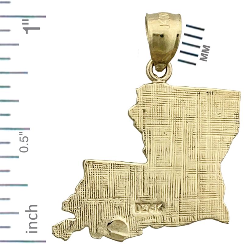 Louisiana-Bundesstaatskarte-Anhänger aus 14K Gold