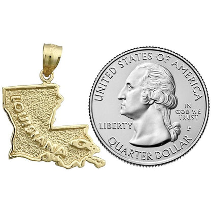 Louisiana-Bundesstaatskarte-Anhänger aus 14K Gold