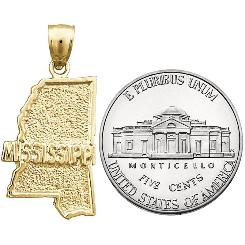 14K Gold Mississippi-Bundesstaatskarte-Charm