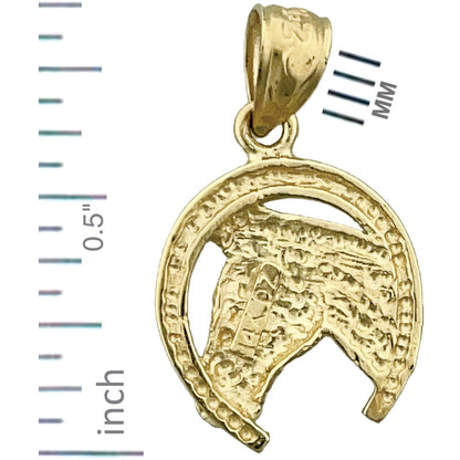 14K Gold Hufeisen-Charm mit Pferdekopf