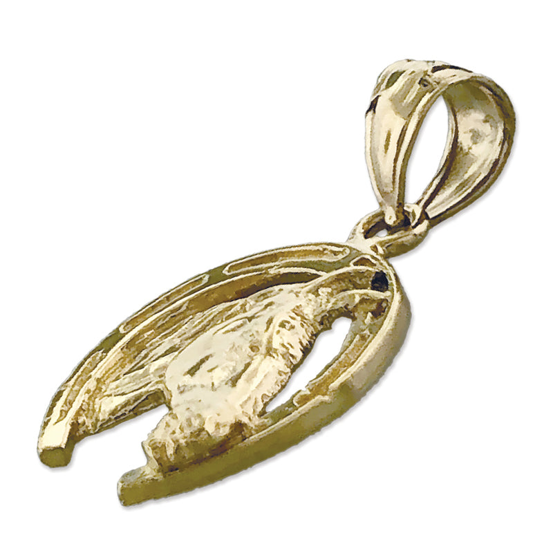 14K Gold Hufeisen-Charm mit Pferdekopf