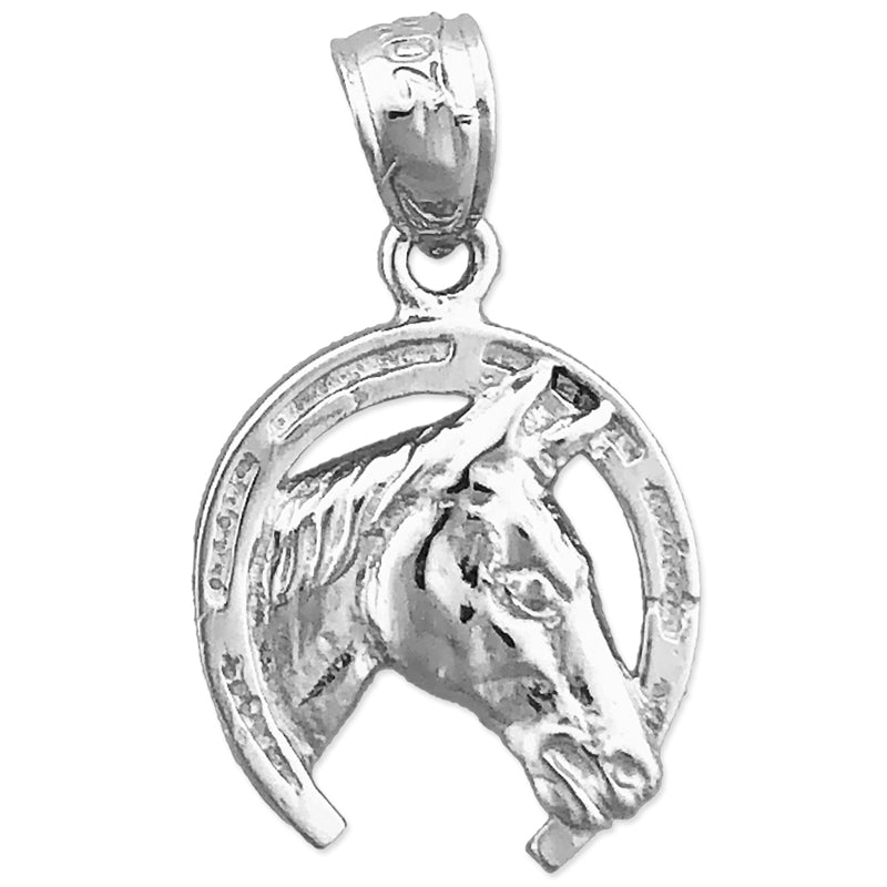 14K Gold Hufeisen-Charm mit Pferdekopf