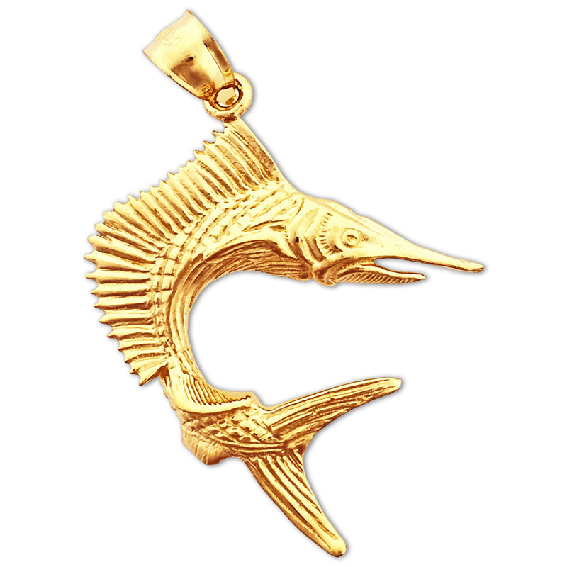 14K Gold 3-D-Segelfisch-Anhänger