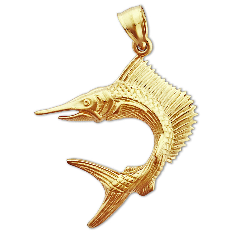 14K Gold 3-D-Segelfisch-Anhänger