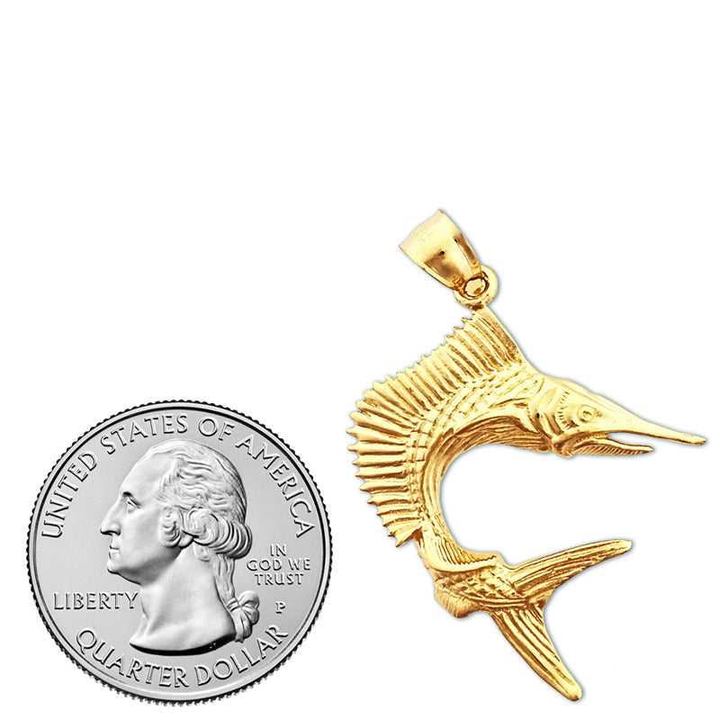14K Gold 3-D-Segelfisch-Anhänger