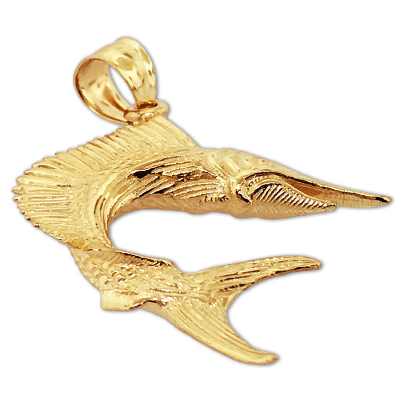 14K Gold 3-D-Segelfisch-Anhänger