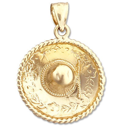 14K Gold 3D-Sombrero Mexikanischer Hut-Anhänger