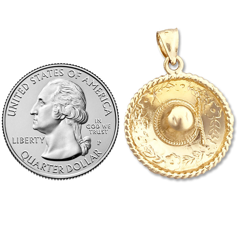 14K Gold 3D-Sombrero Mexikanischer Hut-Anhänger
