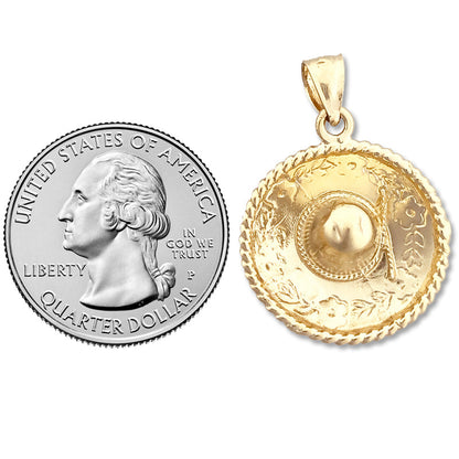 14K Gold 3D-Sombrero Mexikanischer Hut-Anhänger