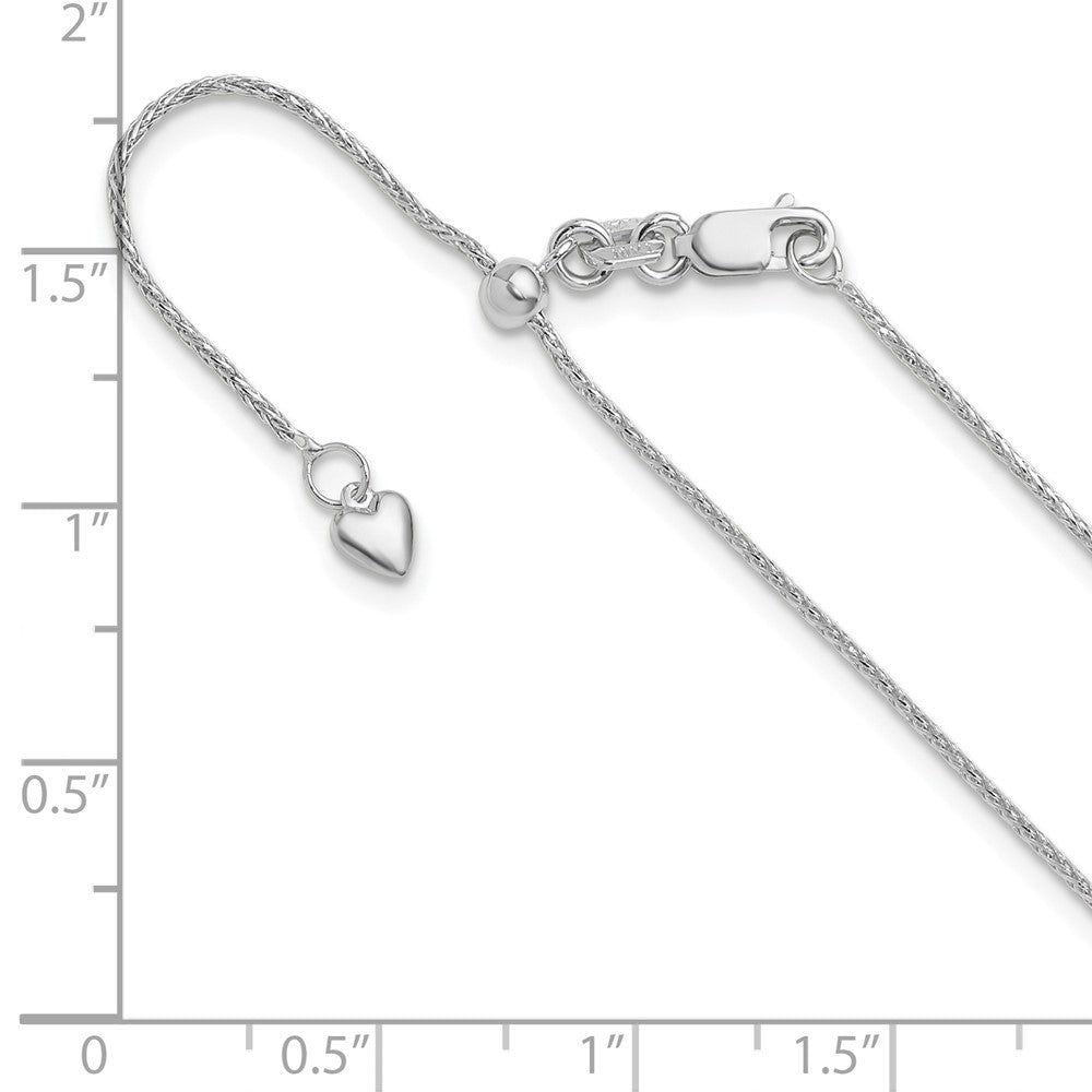 10K Weißgold Verstellbar 1mm Weizen Halskette