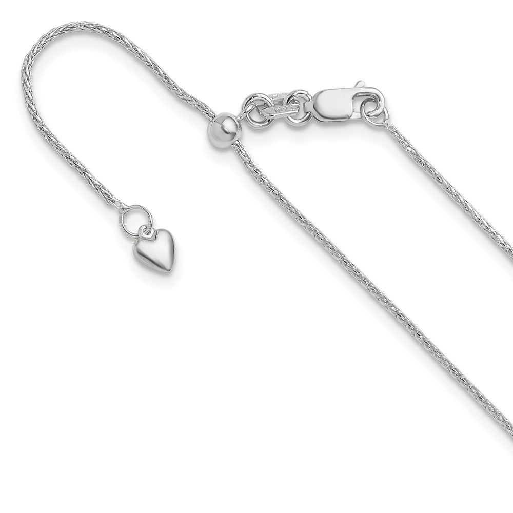 10K Weißgold Verstellbar 1mm Weizen Halskette