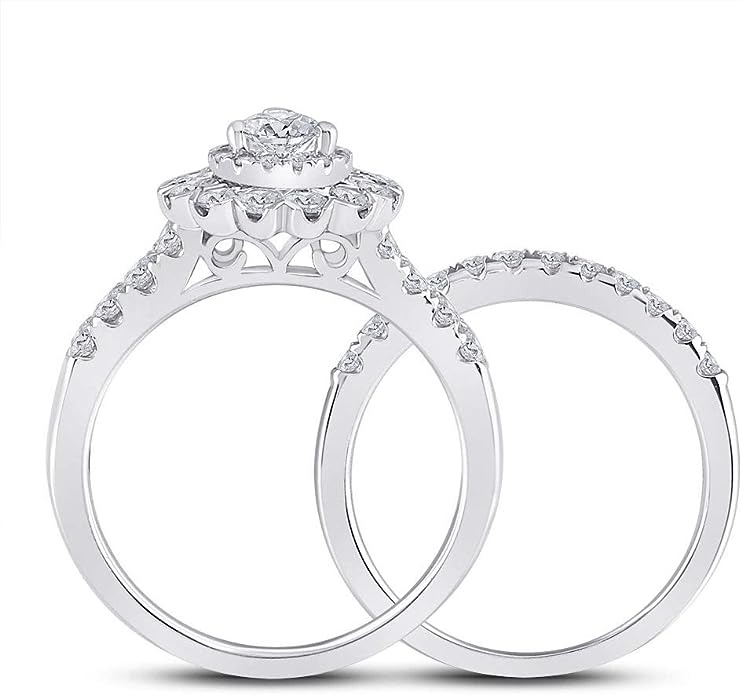 14K Weißgold Solitär Bridal Hochzeit Ring Set 1-7/8 ct Gesamtgewicht For Damen (pear Diamant)