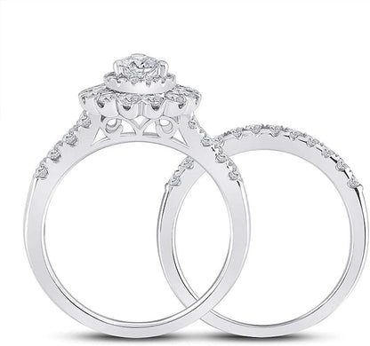 14K Weißgold Solitär Bridal Hochzeit Ring Set 1-7/8 ct Gesamtgewicht For Damen (pear Diamant)