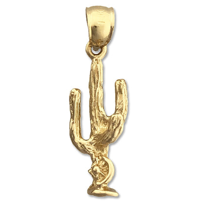 14K Gold Kaktus-Charm, dreidimensional