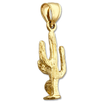 14K Gold Kaktus-Charm, dreidimensional