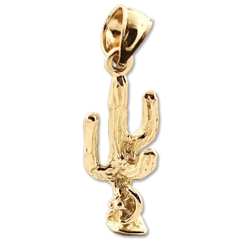 14K Gold Kaktus-Charm, dreidimensional