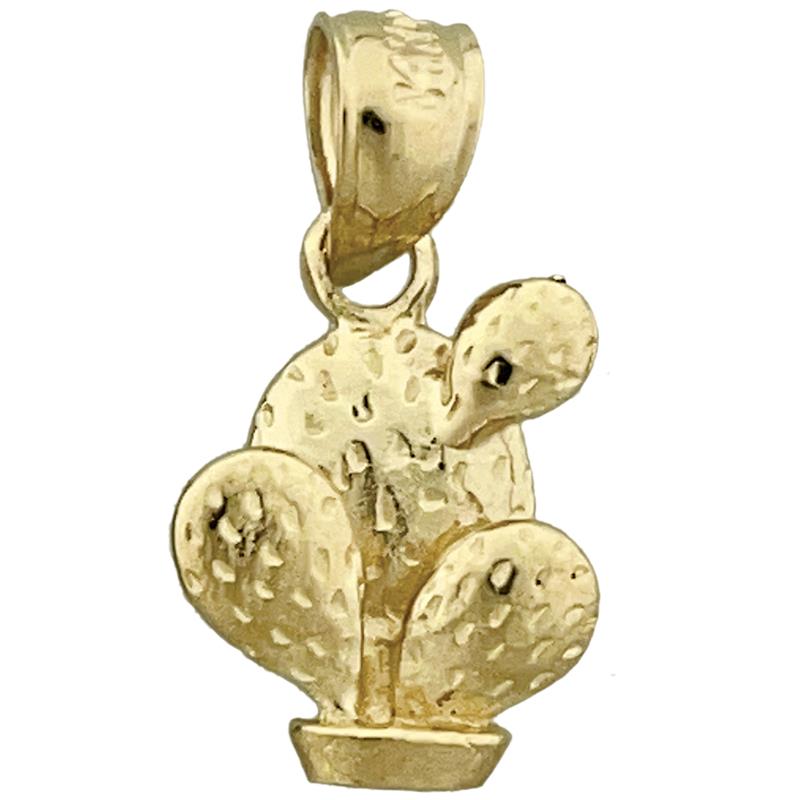 14K Gold 3D Kaktus-Charm in Fassform