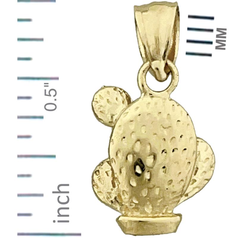 14K Gold 3D Kaktus-Charm in Fassform