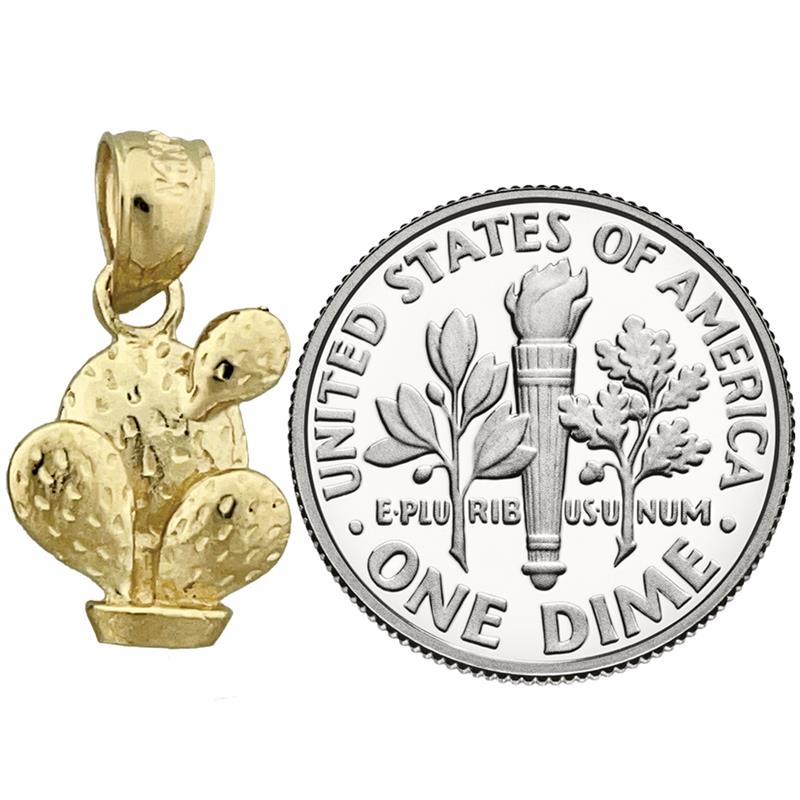 14K Gold 3D Kaktus-Charm in Fassform