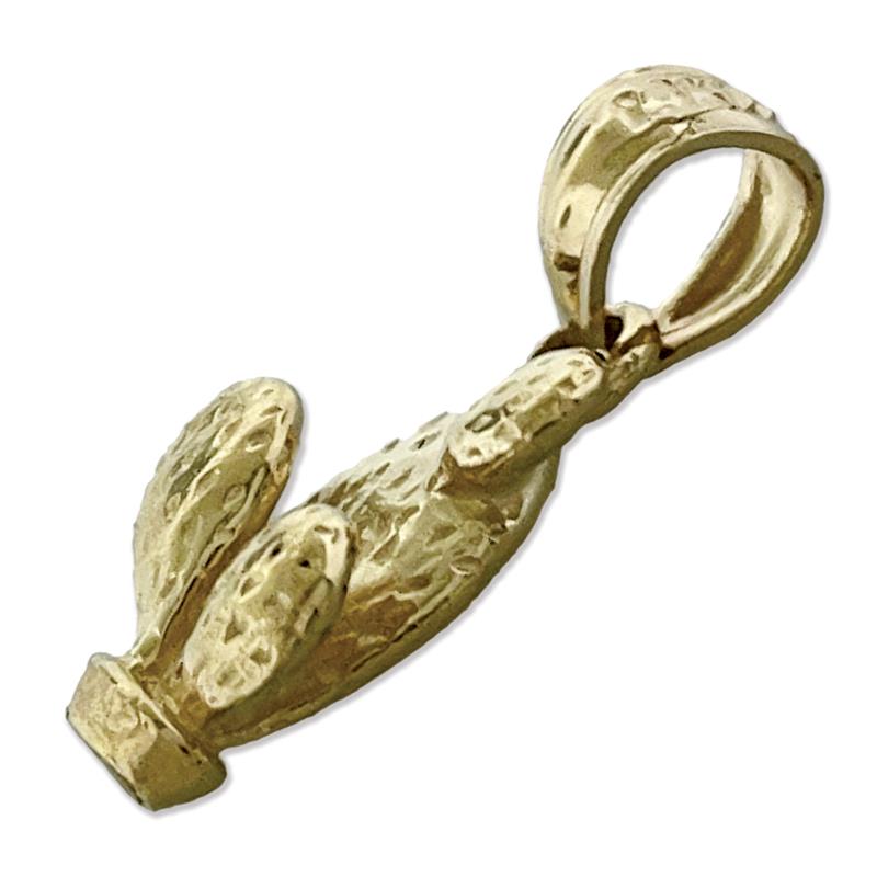 14K Gold 3D Kaktus-Charm in Fassform