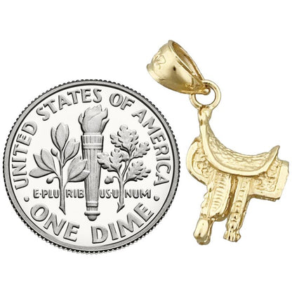585 Gold 3-D Westernsattel-Charm