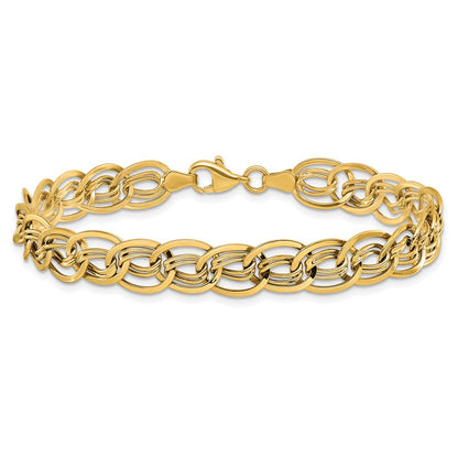 10K Gelbgold Dreifach Fantasieglieder Armband