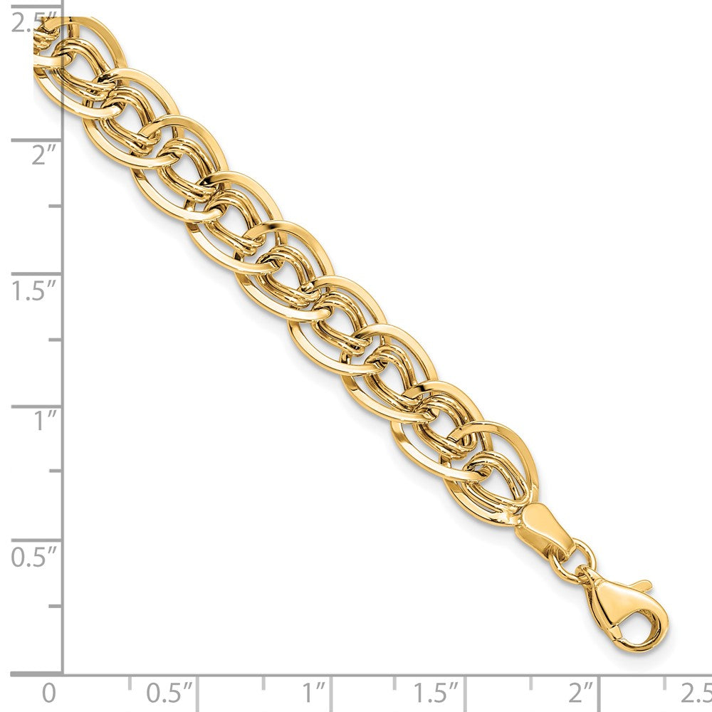 10K Gelbgold Dreifach Fantasieglieder Armband