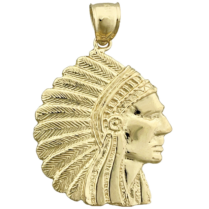 14K Gold Anhänger Indianischer Kopfschmuck Federhaube