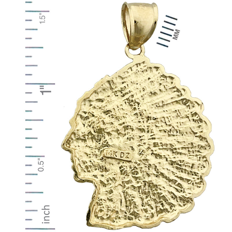 14K Gold Anhänger Indianischer Kopfschmuck Federhaube