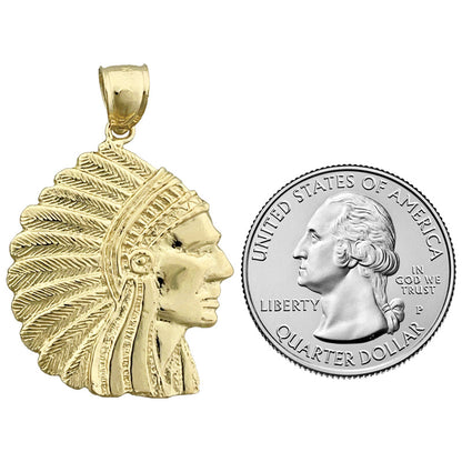 14K Gold Anhänger Indianischer Kopfschmuck Federhaube
